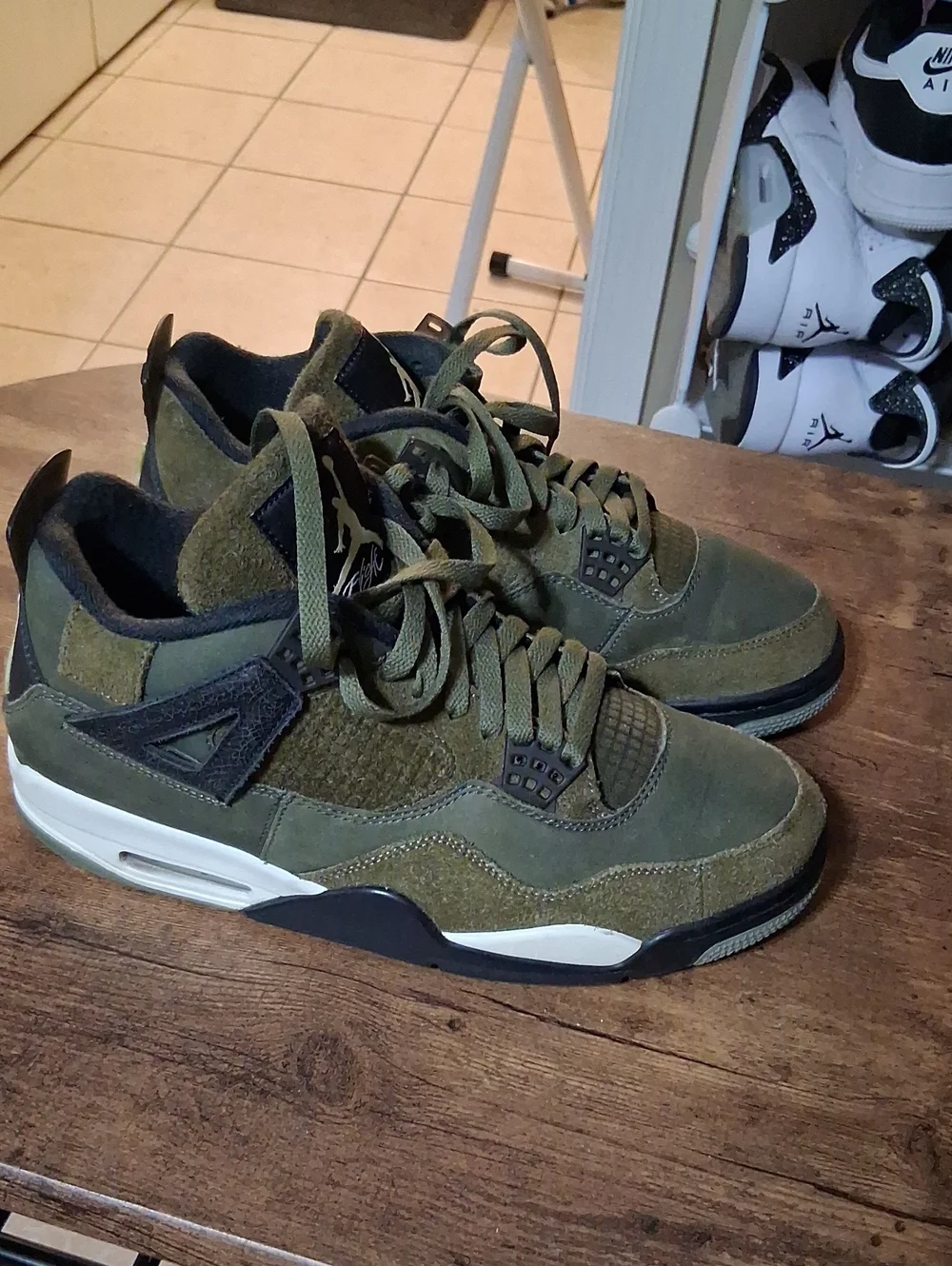 Jordan Men's Olive Green Suede Lace-Up Sneakers
